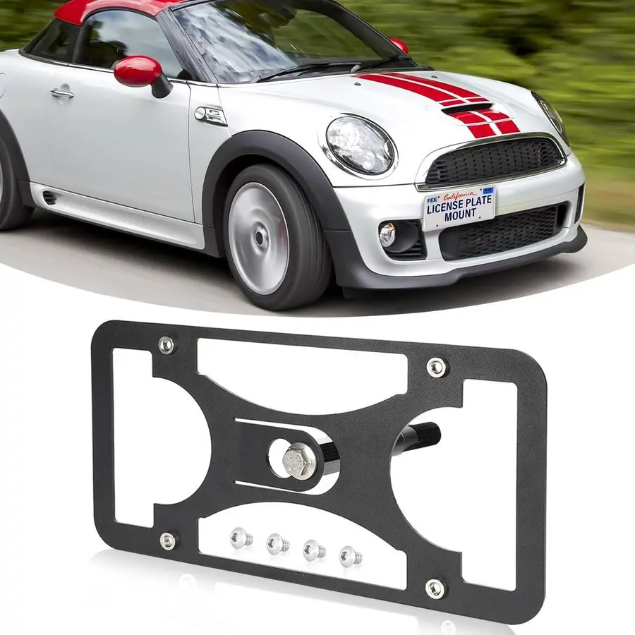 

Bumper Tow Hook License Plate Mount Bracket Compatible with Mini Coupe R58 20122015, No Drill Plate Holder, Replacement Frames w