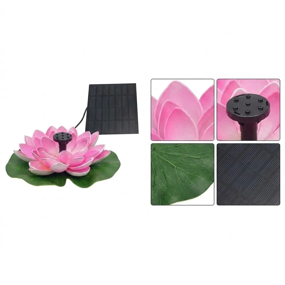 Solar Powered Lotus Fountain Outdoor Garden Water Decor Landscape Ornament Replacement Backyard Pond Decoration Self-supply