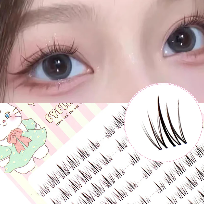 Segmentierte Wimpern mit großer Kapazität, transparentes schwarzes Band, Sonnenblumen-Falsche Wimpern, natürlicher, weicher Feenstil für müheloses Volumen
