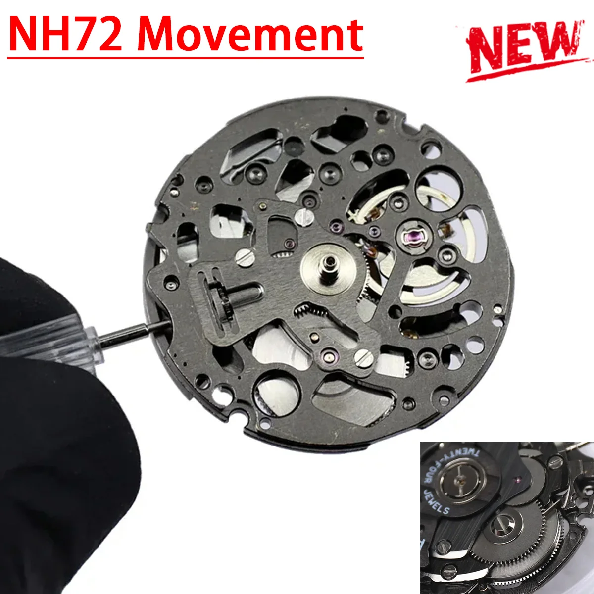 Luxury Nh72a Movement Automatic Skeleton Mechanical Nh72 Watch Movement 24 Jewels For Repair Mod Replacement