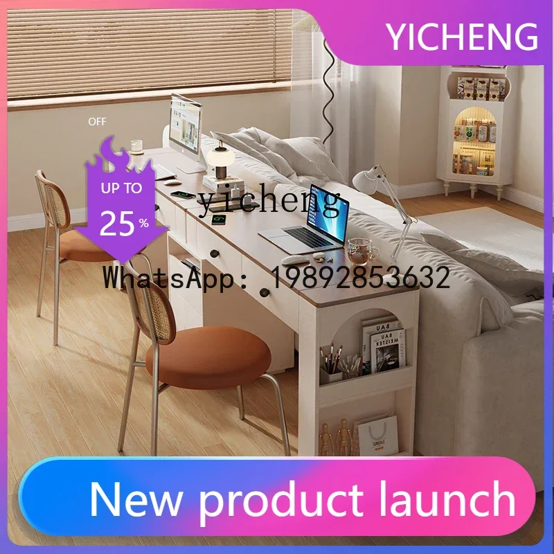 LYY living room large desk living room sofa back long table retractable home horizontal hall study table