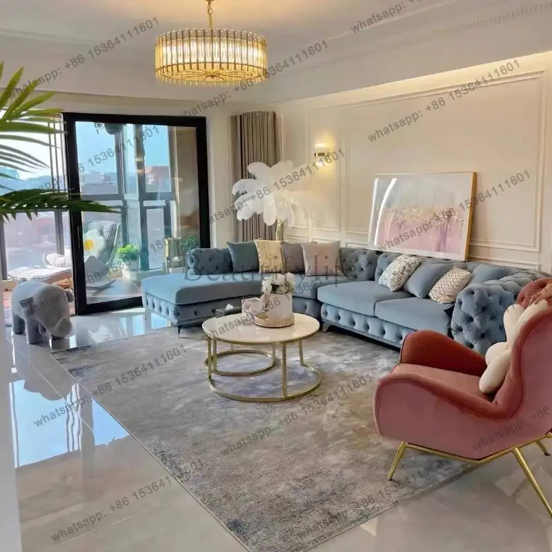 PJ  Cheap Pink Living Room Sofas Oversized Luxury Corner Sectional Living Room Sofas