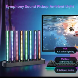 Strip RGB Pickup Ambient Light Colorful ABS Music Rhythm Sync E-sports Game Bedroom Desktop LED Night Light Decorations