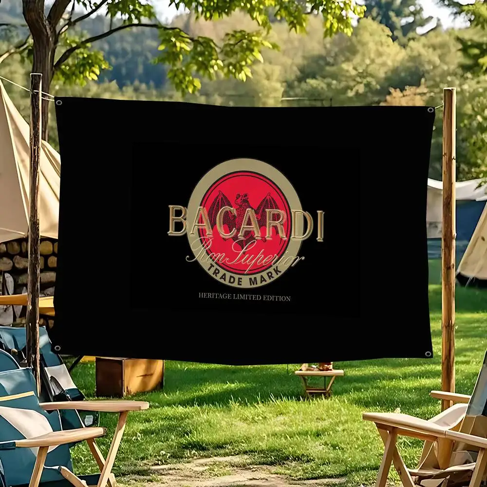 B-Bacardi Rum Vampire Bat Cartoon Flag Wall Hanging Banner Decoration Household Home Decor
