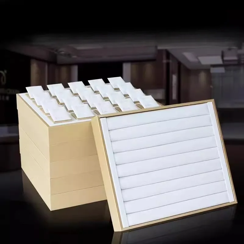 

Leather Jewelry Tray Luxury Ring Storage Trays Jeweler Pendant Necklaces Bracelet Display Pallet Jewellery Packaging Supplies