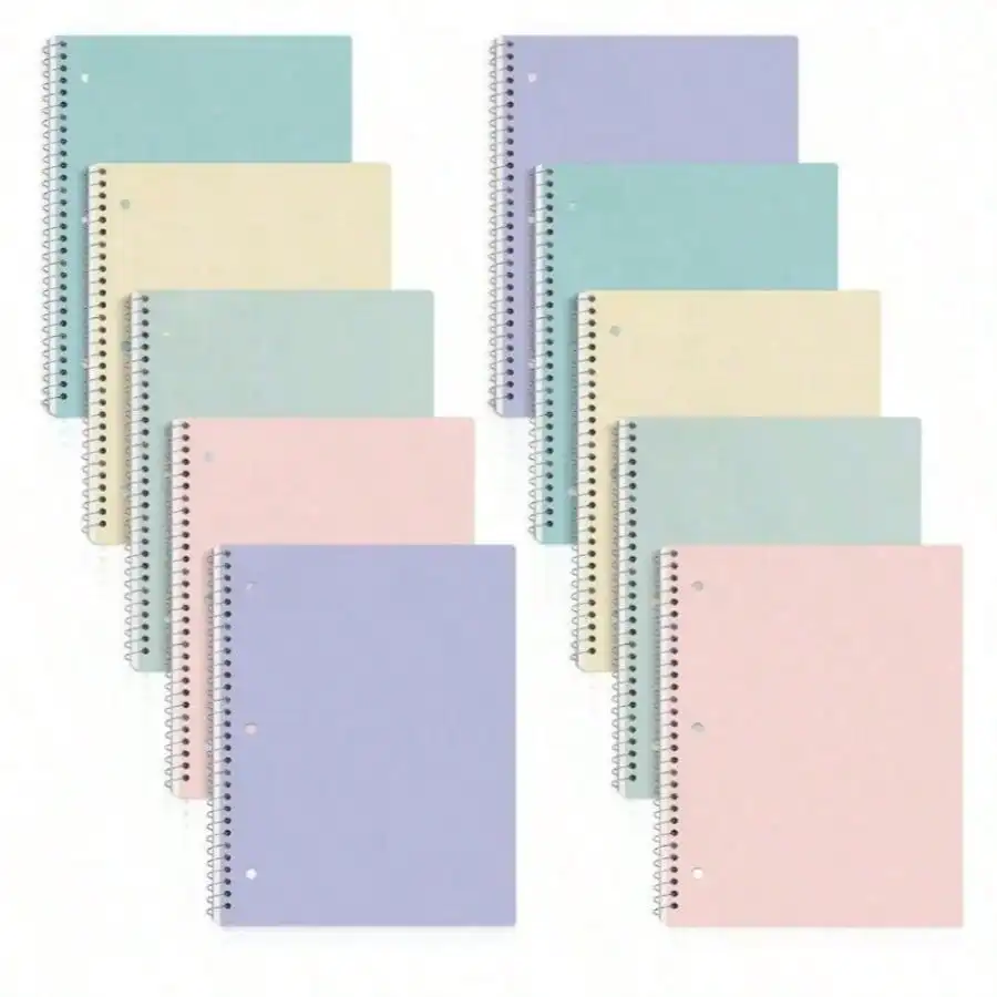 YY Spiral Notebooks, 1-Subject, 5 Pack, College Ruled Paper, 8' X 10-1/2', 70 Sheets Per Notebook, 3-Hole Punched Paper, Pink, Purple, Blue, Green, Yellow Spiral Lined Notebooks For School, Work (Random Color) SS25091966166167461