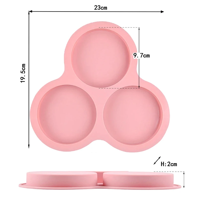 Molde de silicona antiadherente para freidora de aire, forma redonda, 3 cavidades, sartén para huevos, vaporera, herramienta de cocina para huevos fritos
