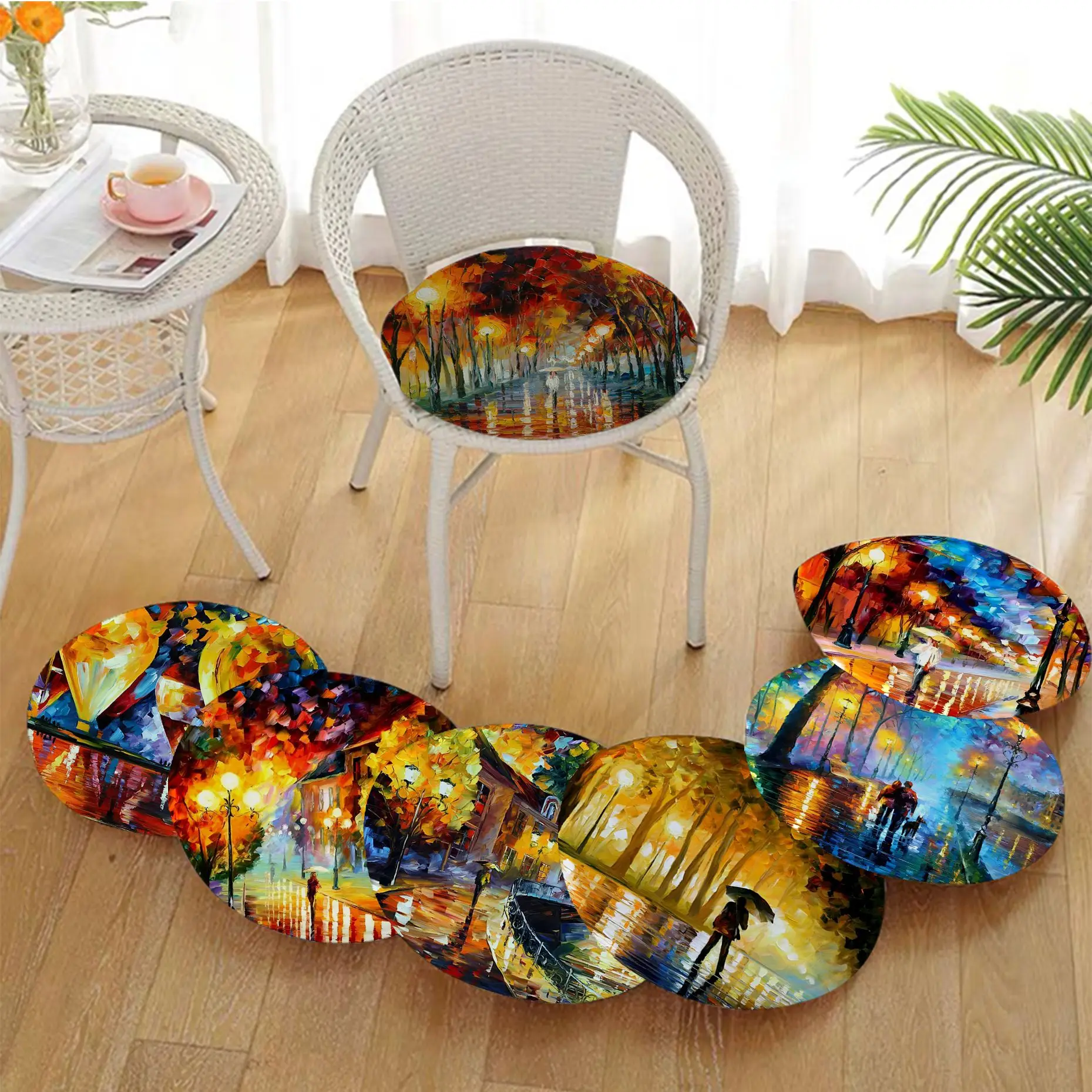 

Painting Art Cushion Mat Square Stool Pad Patio Home Kitchen Office Chair Seat Cushion Pads Sofa Seat 40x40cm Sofa Decor Tatami