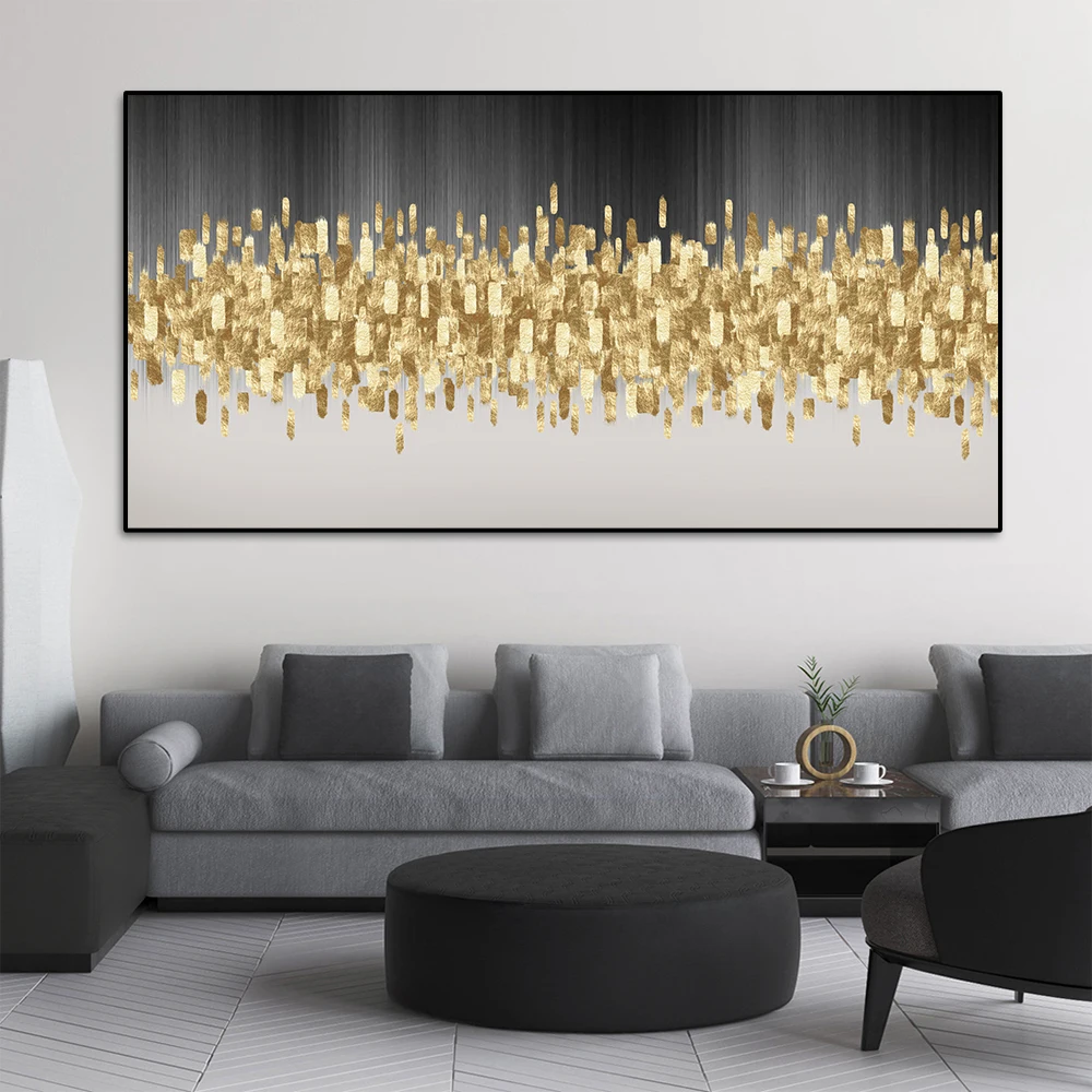 

Nordic Gold Abstract Printed Canvas Painting Wall Art Poster Modern Home Decoration Picture For Living Room Bedroom Frameless