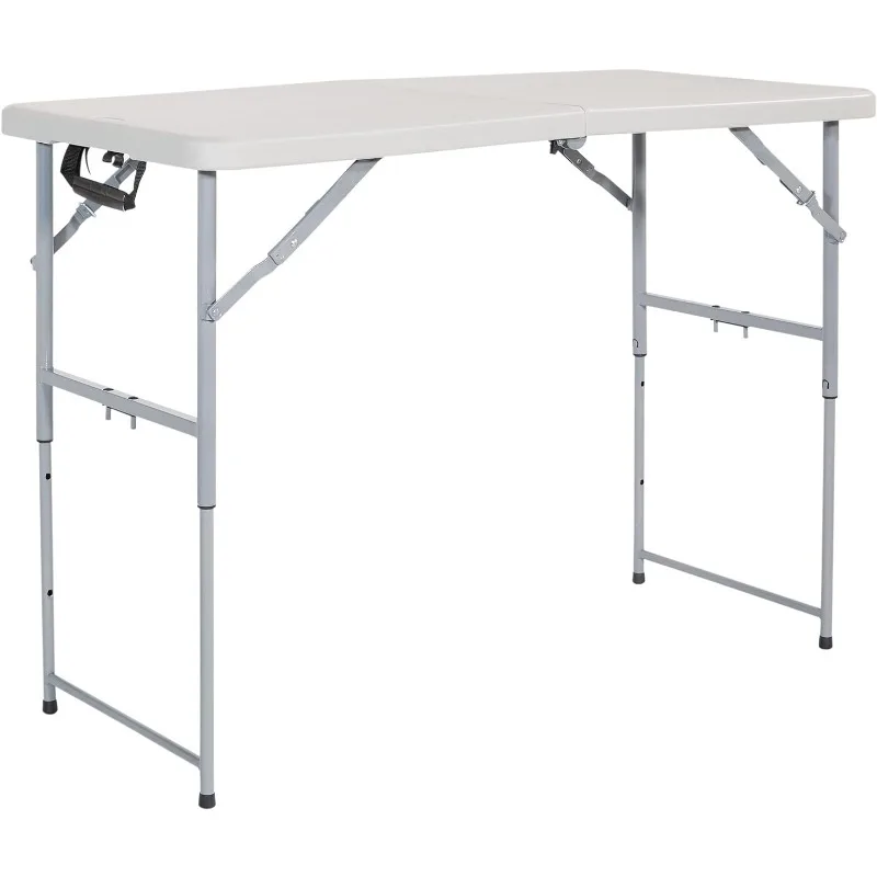 

Office Star Resin Multipurpose Rectangle Table, 4-Feet Long, Height Adjustable, Center Folding Tables, Light Gray