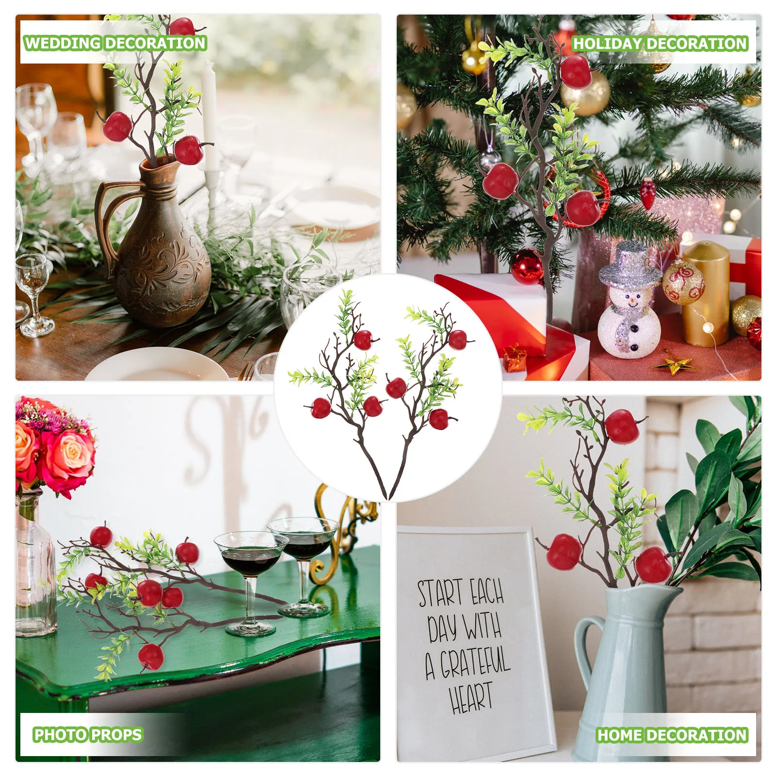 

2Pcs Simulated Apple Decoration Artificial Berries Home Decor Bright Colors Unique Shape DIY Design Wedding Photo Christmas