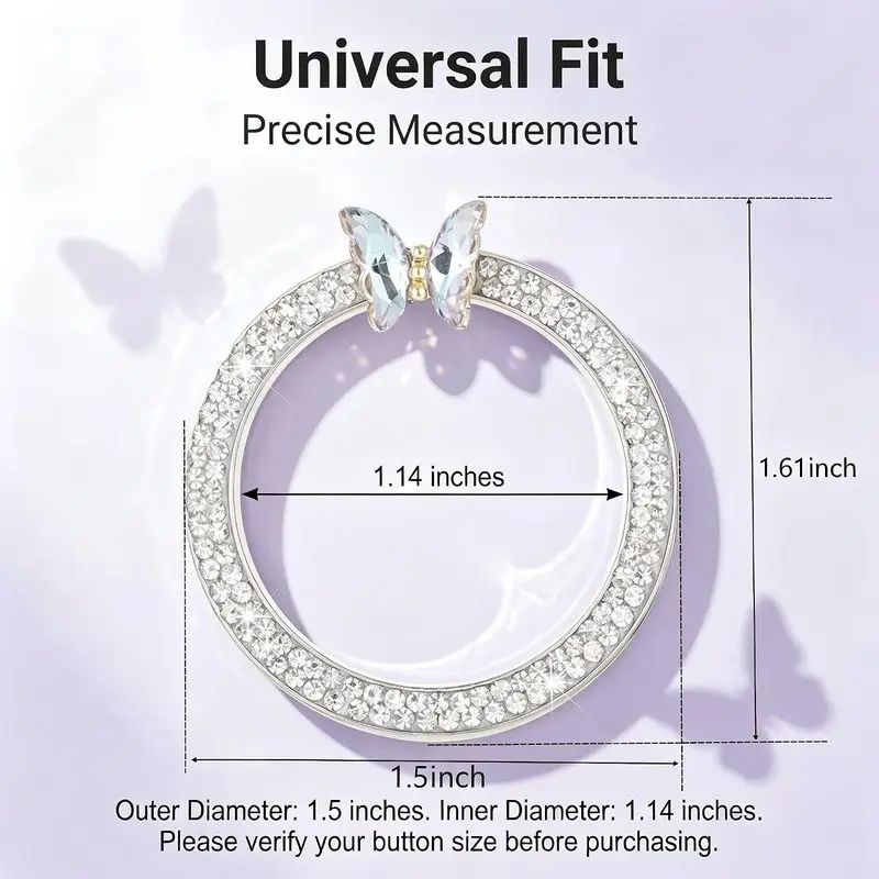 2PCSCar interior decoration products Diamond-studded butterfly style one-touch start decorative ring Scratch-resistant ignition