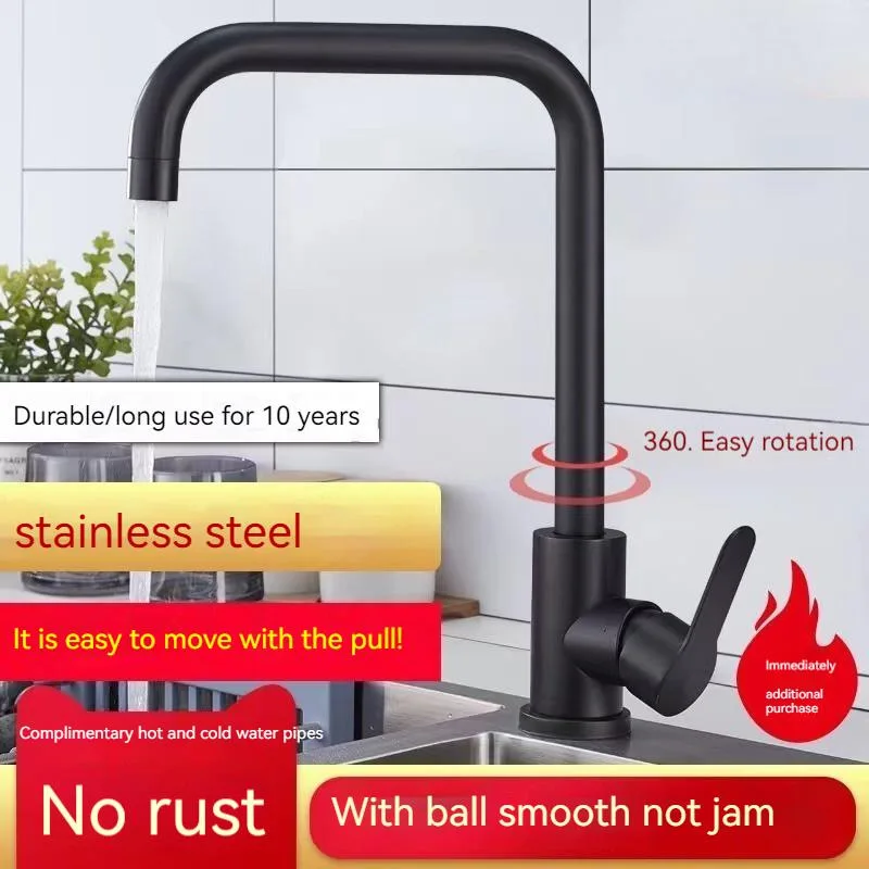 Vanities Single Hole black faucet Wash Sink 304 Stainless Steel Kitchen Faucets