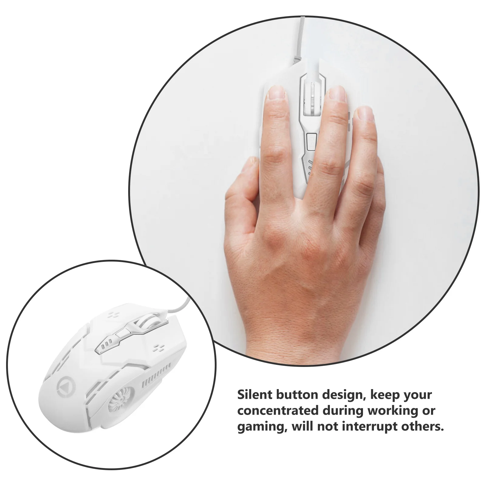 Stille Gaming-Maus, 6 Tasten, LED-Hintergrundbeleuchtung, kabelgebunden, USB-Computermaus für Laptop, Büro, Spiel, ergonomisches Design, hohe Leistung