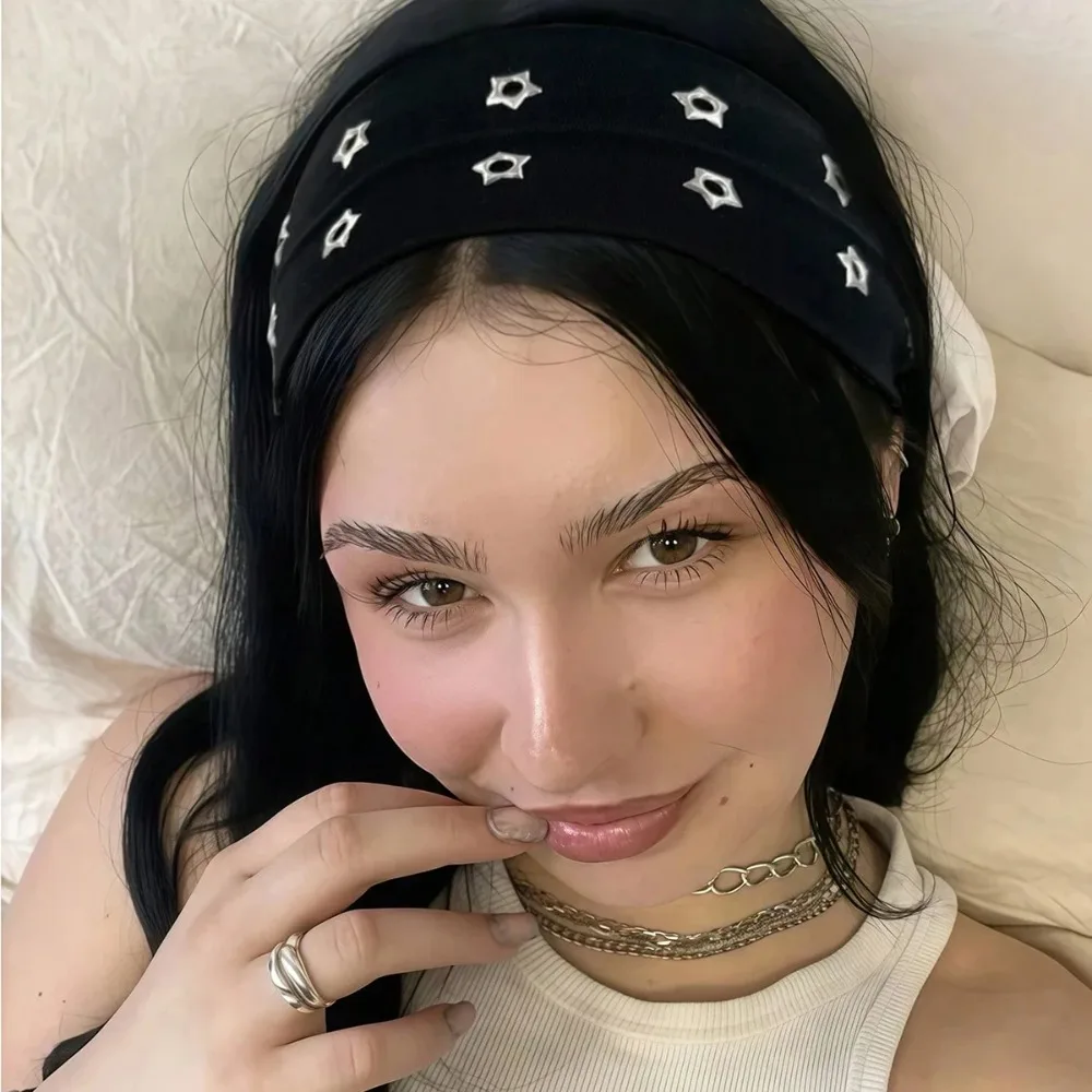 

Модная повязка на голову AWAYTR Star с вырезами и люверсами, эластичная широкая повязка для волос в стиле панк, новые аксессуары для волос для женщин