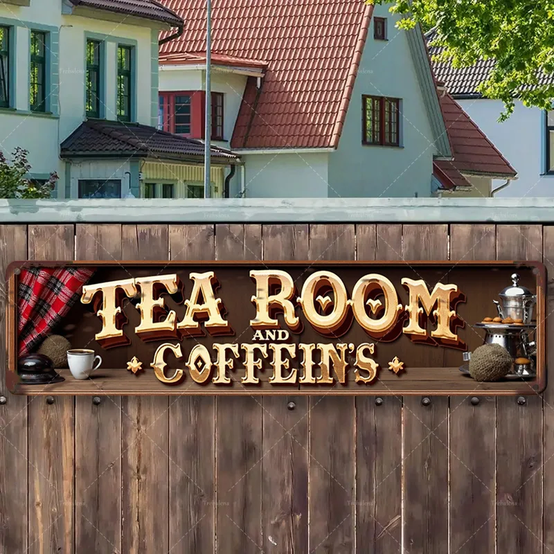 

1 шт. металлическая вывеска, 4x16 дюймов, деревенская вывеска для чайной комнаты и кофейни, винтажная деревянная табличка, декор