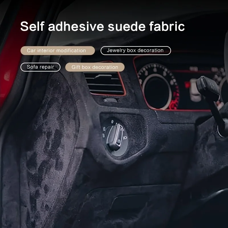 

Suede Fabric Wrap Velvet Sticker Self-Adhesive Suede Fabric for Car Interior Modification Ceiling Door Panel Workbench Car Decor
