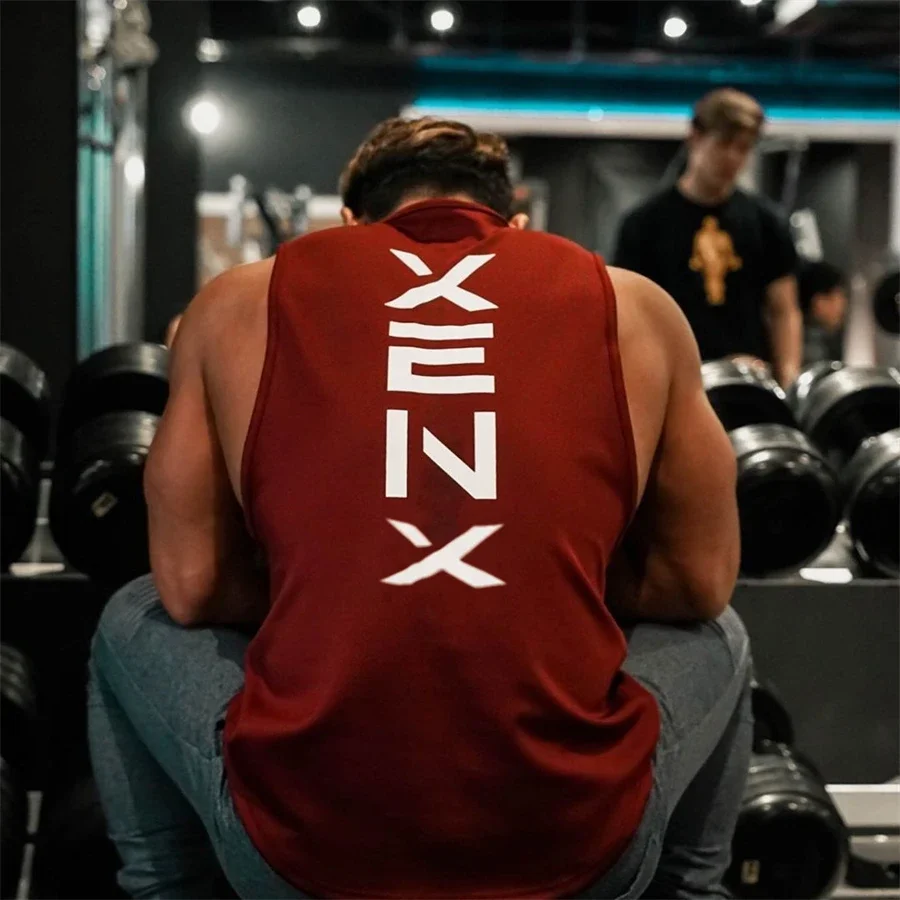 2023 Men's Vest Sportswear Vest Gym Exercise Sleeveless Shirt Tight Vest Bodybuilding Clothing Fitness