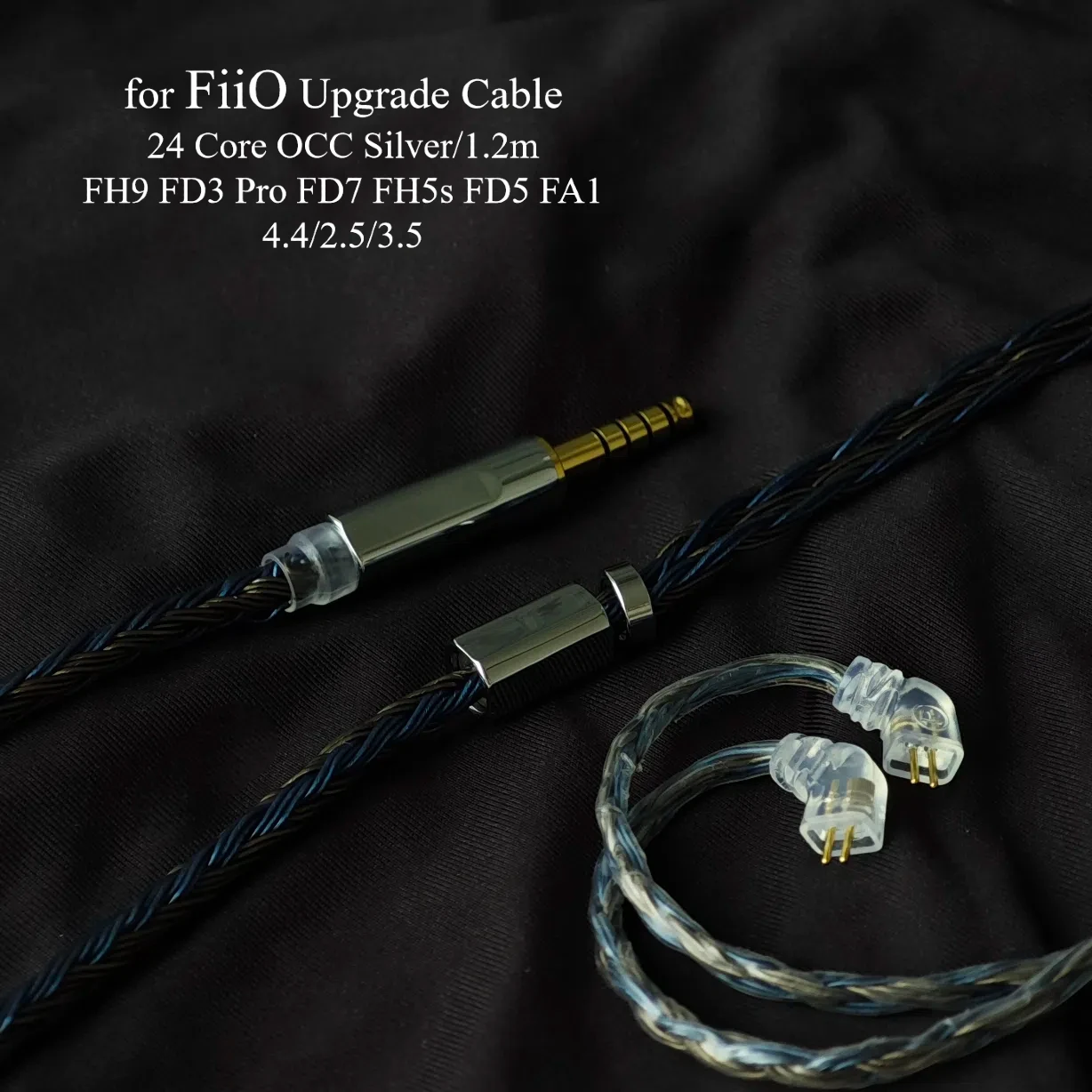Cable de Audio Trenzado de Alta Pureza OCC Compatible con FiiO JH3/FD1/FH1s - Cable de Audio de 24 Hilos, Versión Balanceada de 4.4mm y 3.5mm con Micrófono