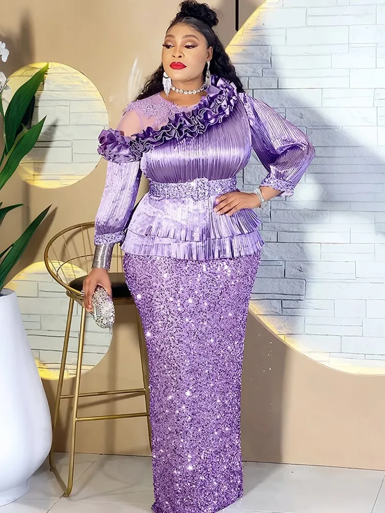 

Африканские вечерние платья больших размеров для женщин, длинное платье макси с пайетками Дашики, элегантное мусульманское свадебное вечернее платье в Турции, новинка 2026 года