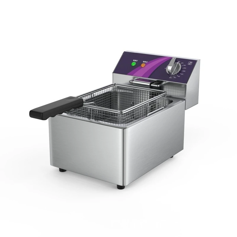 Commercial 10L single tank electric fryer stainless steel for chicken fries skewers constant temperature street food cooker
