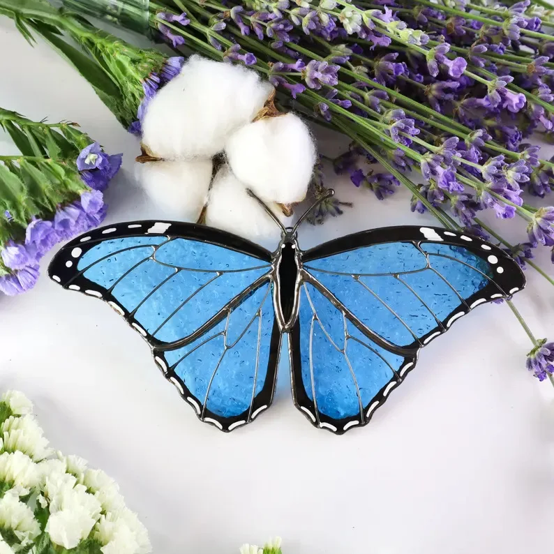 Stained glass window pendant handmade gift modern decorative butterfly sun catcher pendant custom