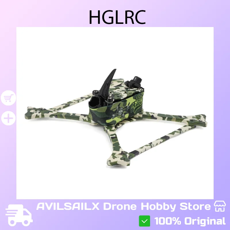 HGLRC Wind5 Lite V2 Camouflage 5 Inch Positive X Racing Frame 195mm Wheelbase Lightweight FPV Drone Carbon Fiber Frame Kit