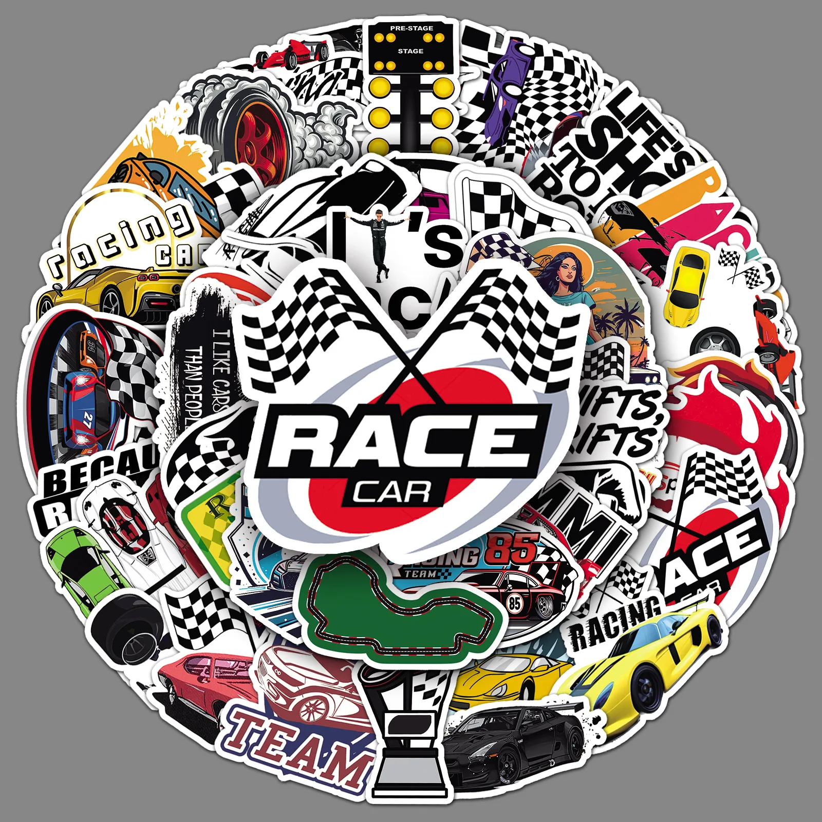 

50 шт. крутых наклеек с гоночными машинами для мальчиков/любителей автомобилей, для персонализации бутылок с водой, Kindle, iPad, MacBook, гитар, багажа