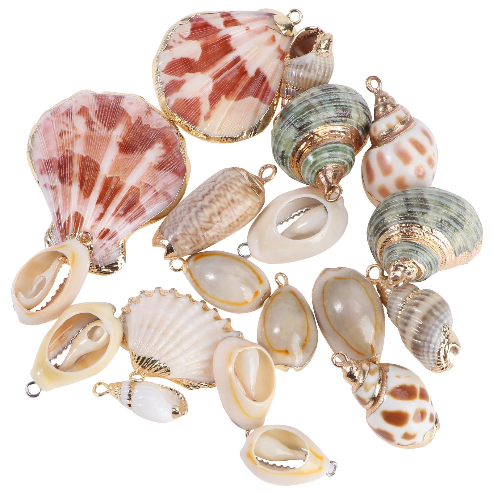 

20Pcs Natural Shell Ornaments Gold-Rim Decor DIY Jewelry Earrings Necklace Craft Mixed Style Shell Ornaments Sea Style Decor