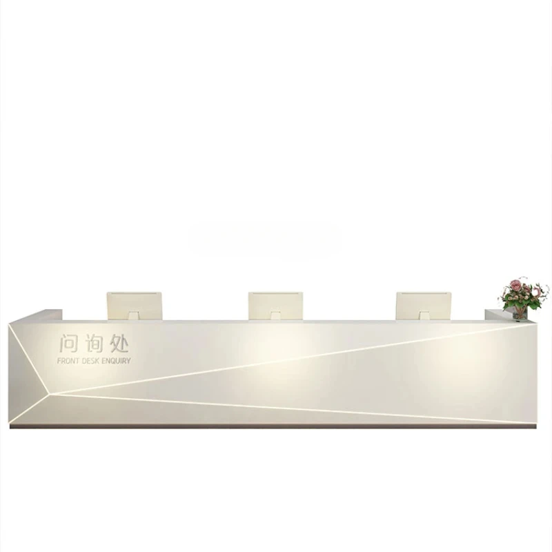 

Стойка регистрации краски Простая современная компания Добро пожаловать Консультации Салон красоты Бар Касса отеля