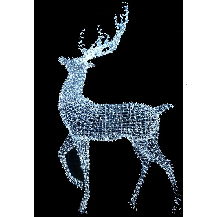 2023 outdoor large 3D santa sleigh christmas reindeer with led lights for street decoration,3d outdoor light up deer