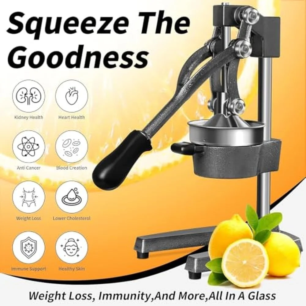 Commercial Citrus Juicer heavy Duty Manual Fruit Press Professional Cast Iron Squeezer easy Clean Removable for Fresh
