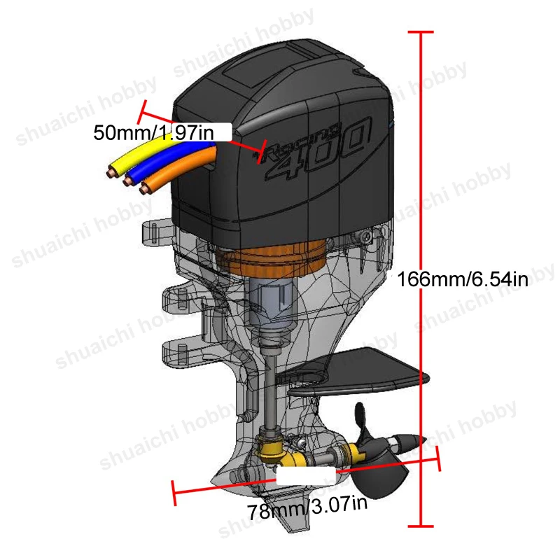 1 セット 1/8 スケール船外機シェル組立キット船尾外部エンジンオプションのナイロン/CNC アルミニウム合金プロペラ RC ボート用