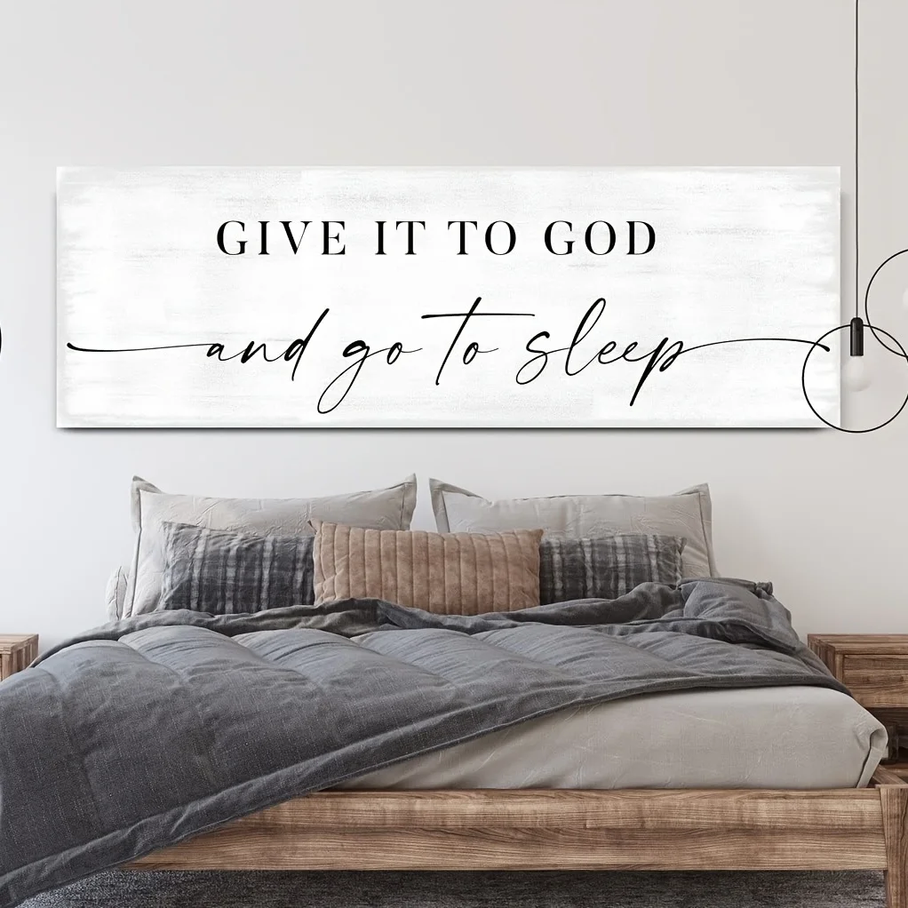 Give It To God and Go to Sleep Large Size Wall Art Canvas Painting Creative Poster Prints Picture for Master Bedroom Decor