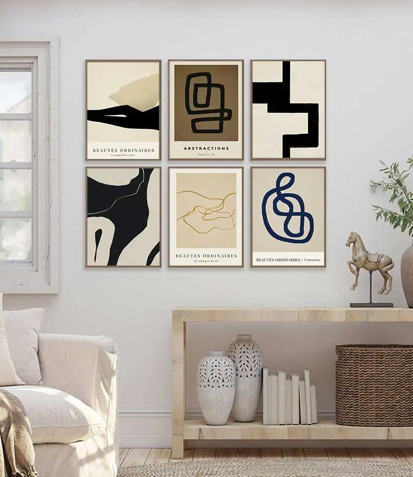Modern Art Gallery Poster Abstract Beige and White Canvas Painting  Scandinavian Wall Art Neutral Print Museum Home Decor