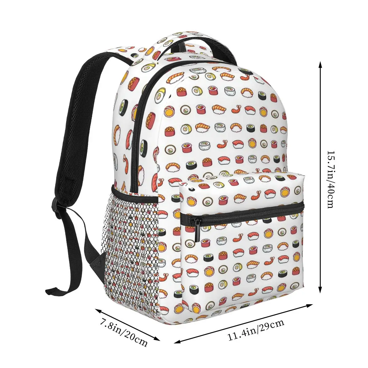 Sushi Nyan Kawaii Food Backpacks Boys Girls Bookbag Students School Bags Cartoon Kids Rucksack Shoulder Bag Large Capacity