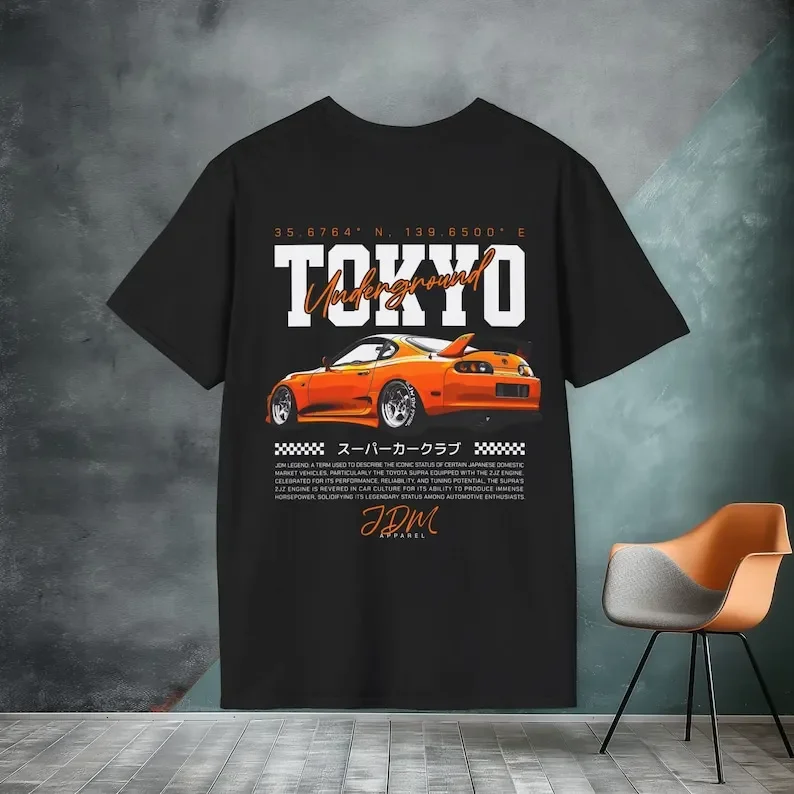 Tokyo Japan Streetwear Car T-Shirt JDM Style Tuning Japanese Street Racing Short Sleeve Casual Streetwear Harajuku T-Shirt