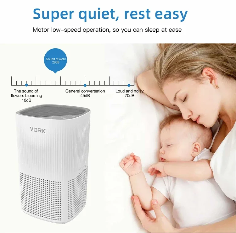 Hurtowy przenośny oczyszczacz powietrza, 100 CADR, 3-warstwowy filtr Hepa, niski poziom hałasu, aromaterapia, sterowanie przez WiFi, biały