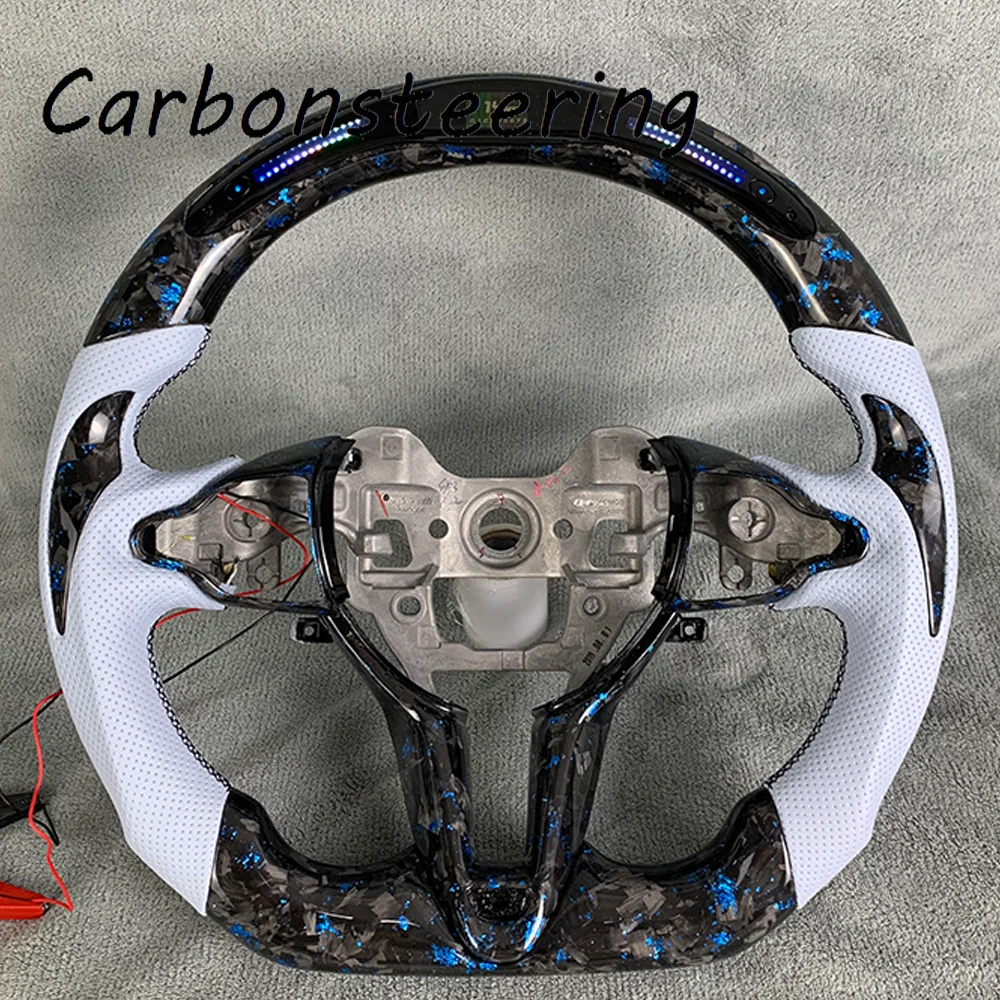 

Для Hyundai Elantra N, i30N, i20N, Veloster N, Kona N, CN7: Кастомный руль из настоящего кованого карбона в гоночном стиле с LED PRM