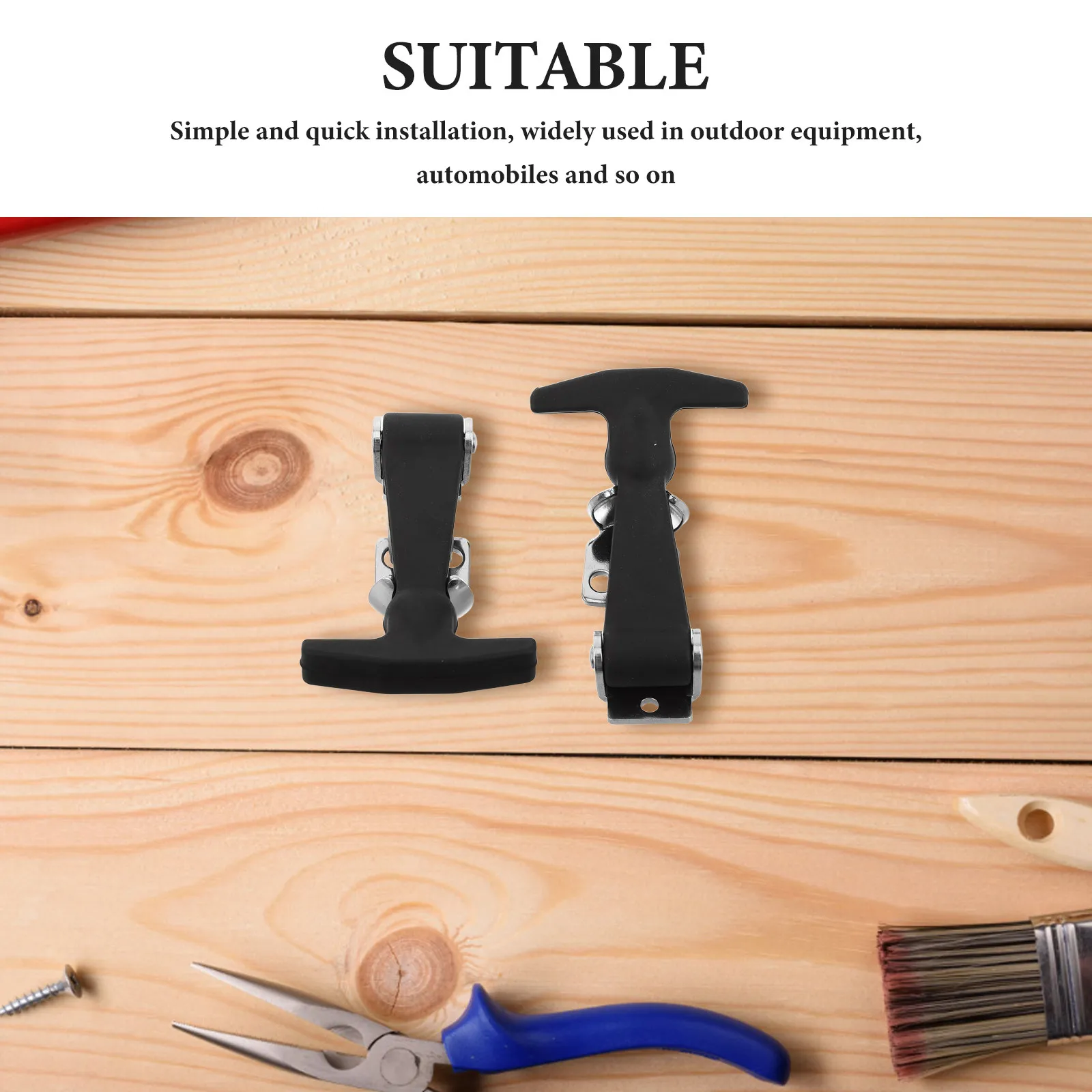 Push Latch Heavy Duty Flexible T-handle Rubber Draw Stainless Toolbox Kit Front Trunk Hood Lock Steel Buckle Cabinet Hardware