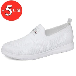 Men Sneakers Elevator Shoes Height Increase Shoes Height Increase Insole 5CM Heightening Sport Black White Casual Loafer Fashion
