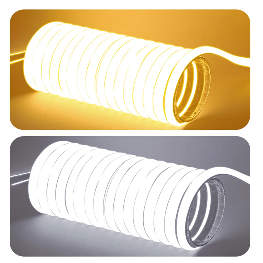 Bande lumineuse LED COB flexible et étanche, haute luminosité, 220V, 220V, pour chambre à coucher, cuisine, extérieur, éclairage de jardin