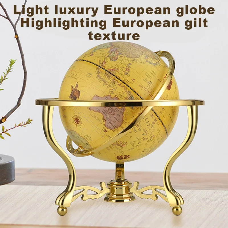 Decorative world globe retro brass muddy instrument wooden base antique world sphere globe gift nautical brass decorative
