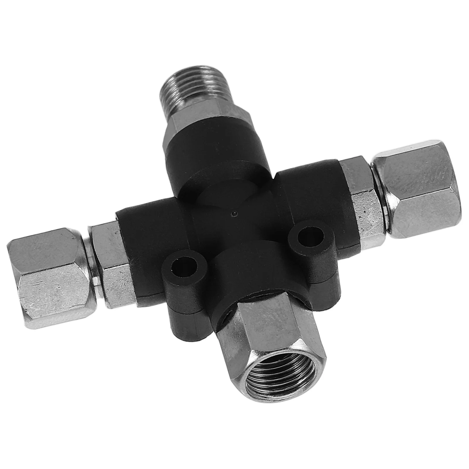 Konektor Tee dengan Aksesori Penghubung Pas Airbrush Logam Dapat Disesuaikan Tiga Arah 1/8 Inci untuk Adaptor Kompresor Udara