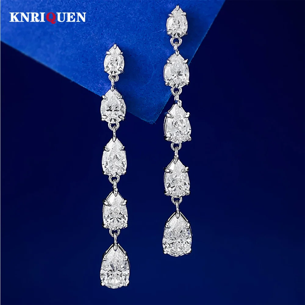 

Original 925 Sterling Silver 6*9mm Topaz Lab Diamond Dangle Earrings Party Wedding Earrings for Women Bridal Jewelry Gifts Bijou