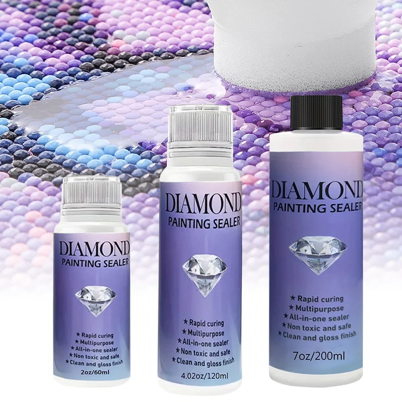 60ML/120ML/200ML Diamond Art Sealer 5D Diamond Painting Glue Accessories Puzzle Sealer Glue for Permanent Hold & Shine Effect