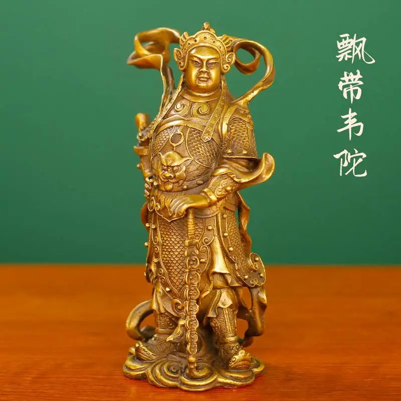

Buddha Statue Weituo Guan Gong Kala Bodhisattva Left and Right Guardian Gods Bronze Gilt Ornament fo