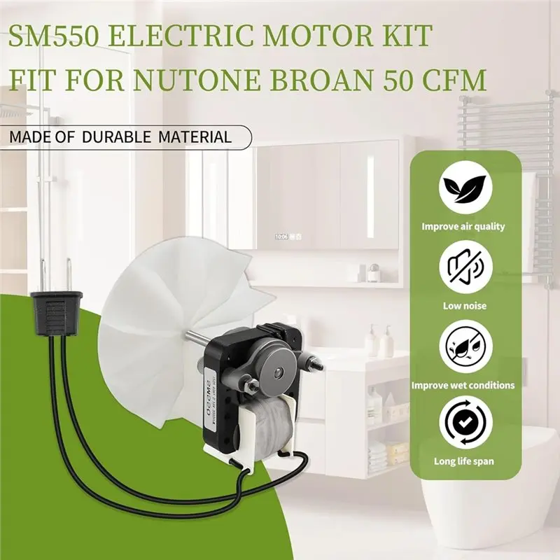 A25U SM550 Replacement Electric Vent Fan Motor-Universal For Nu-Tone Br-Oan 50 CFM 120V 3000 RPM Bathroom Fan Motor Kit-US Plug