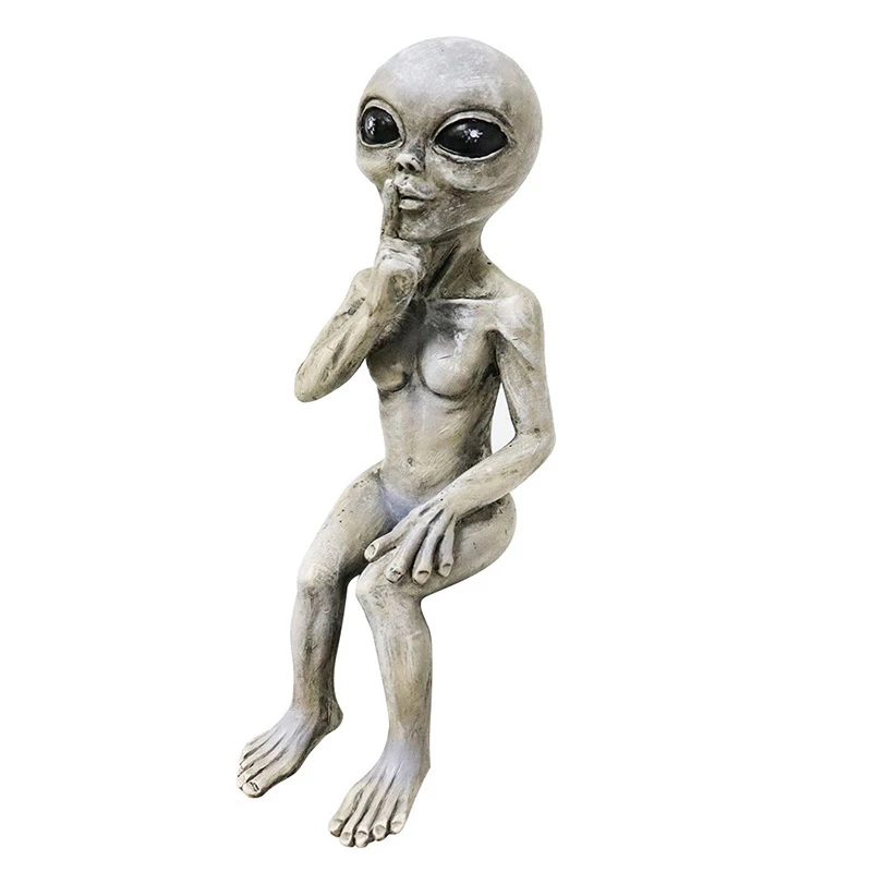 Alien-Gartenskulpturen und Statuen, Alien-Harzstatue, Ornament, Hof, beste Kunstdekoration für drinnen und draußen, Zuhause oder Büro, Sammlerstück