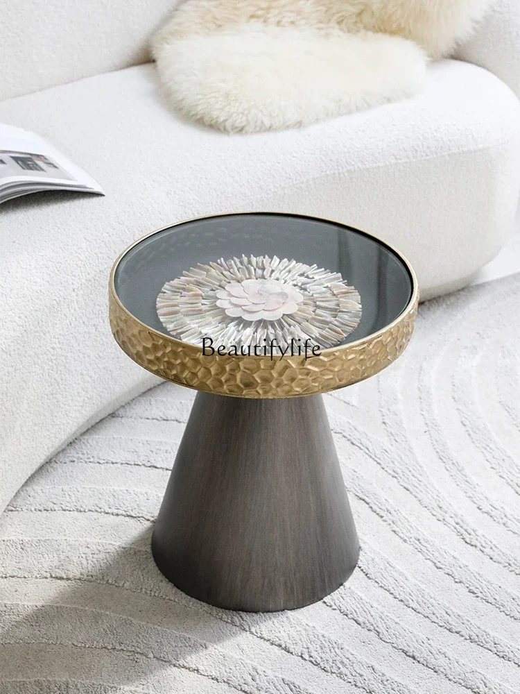 

FG44Medieval wabi-sabi wind shell edge French round household small table